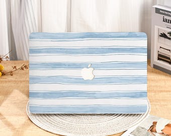 Blue Stripe MacBook Case, Minimalist Protective Cover