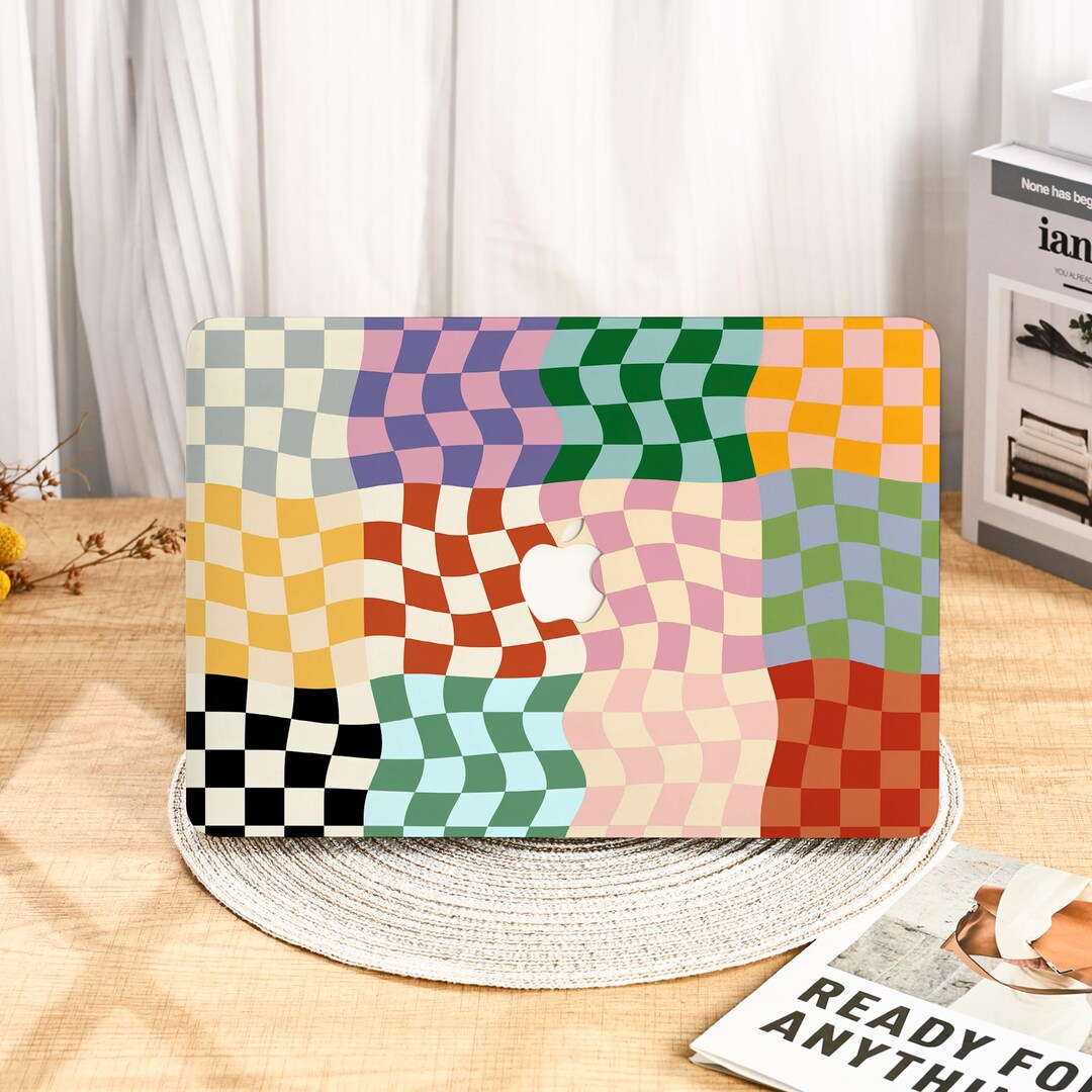 Colorful Distorted Checkerboard MacBook Case Cover for 2025 M4 Air 15 ...
