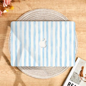 Blue Striped MacBook Protective Case Minimalist Cover for 2025 M4 Air 15/13/11 Inch MacBook Pro 13/14/15/16 Inch M1 M2 M3 2024 2023 2022