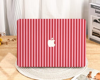 Red Striped Aesthetic MacBook Protective Case Cover for 2025 M4 Air 15/13/11 Inch MacBook Pro 13/14/15/16 Inch M1 M2 M3 M5 2024 2023 2022