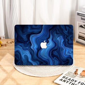 Navy Abstract Wave Unique MacBook Protective Case Cover for 2025 M4 Air 15/13/11 Inch MacBook Pro 13/14/15/16 Inch M1 M2 M3 2024 2023 2022