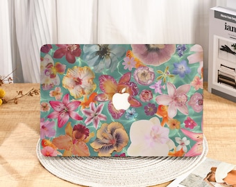 Blooming Flowers Floral MacBook Protective Case Cover for 2025 M4 Air 15/13/11 Inch MacBook Pro 13/14/15/16 Inch M1 M2 M3 2024 2023 2022