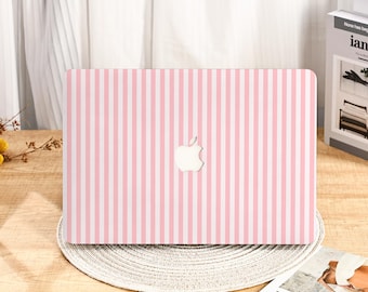 Pink Striped Aesthetic MacBook Protective Case Cover for 2025 M4 Air 15/13/11 Inch MacBook Pro 13/14/15/16 Inch M1 M2 M3 2024 2023 2022