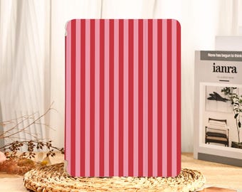 Red Striped Aesthetic iPad Case Cover For iPad Air 7/6 11" 13", iPad 11/10/9 gen, iPad Pro 11"12.9", iPad Pro 13'' 2024 2025, iPad 2022 2021