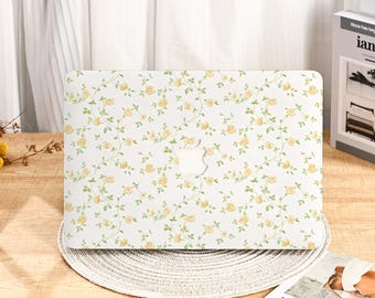 Funda elegante con bonitas flores amarillas para MacBook Air de 15/13/11 pulgadas (2025, M4) y MacBook Pro de 13/14/15/16 pulgadas (2024, 2023 y 2022, M2 y M3)