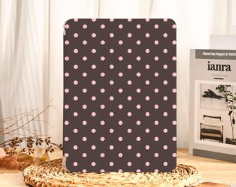 Pink Polka Dots iPad Case With Pencil Slot For 2025 iPad Air 7/6 11"13", iPad 11/10/9, iPad Pro 11"12.9", iPad Pro 13'' 2024, iPad Mini 6/7
