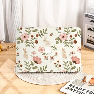 Niedliche Kaninchen und Blumen Macbook Fall Abdeckung für 2025 M4 Air 15/13/11 Zoll Macbook Pro 13/14/15/16 Zoll M1 M2 M3 Apple Laptop 2024 2023 2022