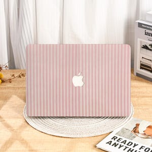 Pink Striped Aesthetic MacBook Protective Case Cover for 2025 M4 Air 15/13/11 Inch MacBook Pro 13/14/15/16 Inch M1 M2 M3 2024 2023 2022