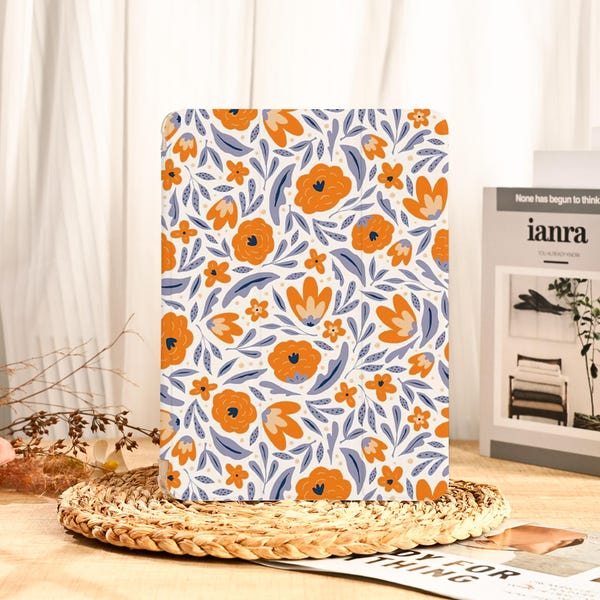 Cottagecore Flowers iPad Air Case with Pencil Holder iPad Pro 13" 12.9" 11" Mini 7/6, 10.9" iPad 10/9/8, 11" iPad A16 Rotatable iPad Sleeve
