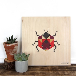 Ladybird Print | Insect Print | Specimen | Botanical illustration - Plywood wood, Wall art