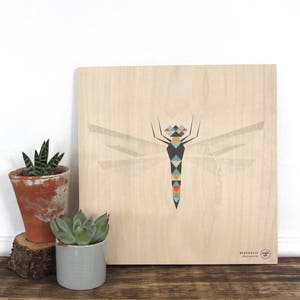 Dragonfly Print | Insect Print | Specimen | Botanical illustration - Plywood wood, Wall art