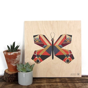 Butterfly Print | Insect Print | Specimen | Botanical illustration - Plywood wood, Wall art