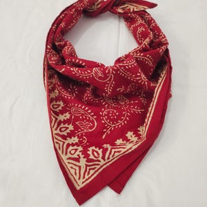 Paisley Cotton Bandana: Hand Block Printed Festival Scarf
