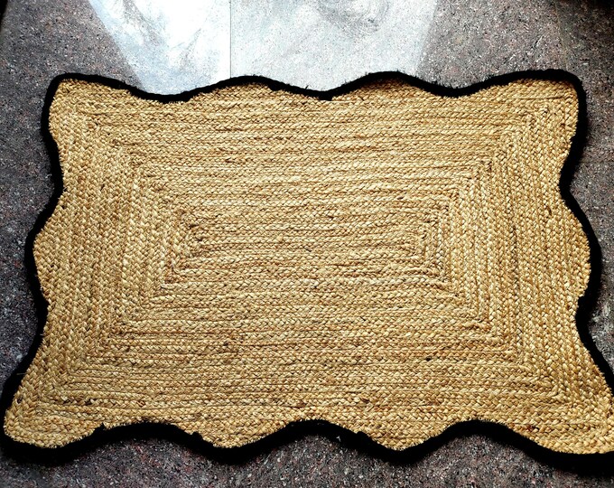 Rectangle Jute Carpet Turkish Boho Jute Rug Handmade Solid Natural Jute Braided Vintage Custom Size Jute Rug For  Living Room