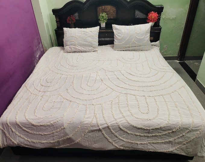 3 Piece Bedding Sets Boho Blanket Cover Tufted US King Size Duvet Cover Set with 2 Pillow Covers Cotton Luxury Queen Quilt Cover Twin Duvet