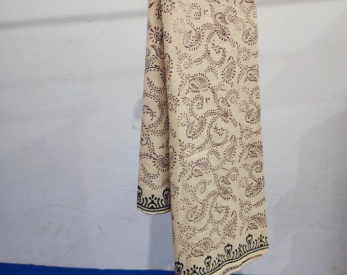 Hand Block Print Cotton Sarong – Floral Beach Wrap Cover-Up for Women, Summer Vacation & Swimwear Accessory