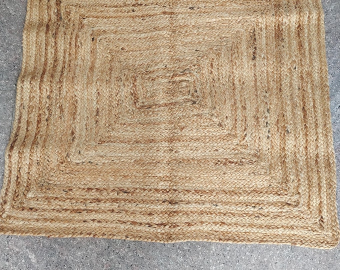 Boho Jute Rug Rustic Woven Natural Fiber Rug Farmhouse & Coastal Decor Neutral Jute Area Rug Organic Handcrafted Rug for Home Entryway