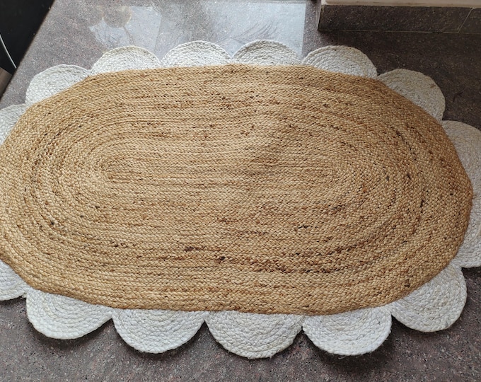 Jute Rug For Entry Way Jute Carpet For Livingroom Door mate For Bed room Vintage For Entryway Indian Handmade Solid Natural Jute Braided Rug