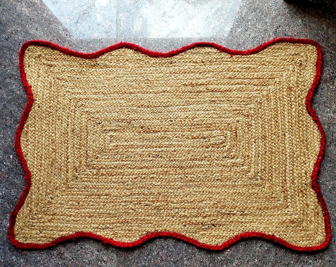 Indian Handmade Solid Natural Jute Braided Rug Custom Size Living Room Rug Warm Vintage Rug Rectangle Jute Carpet Turkish Boho Rug
