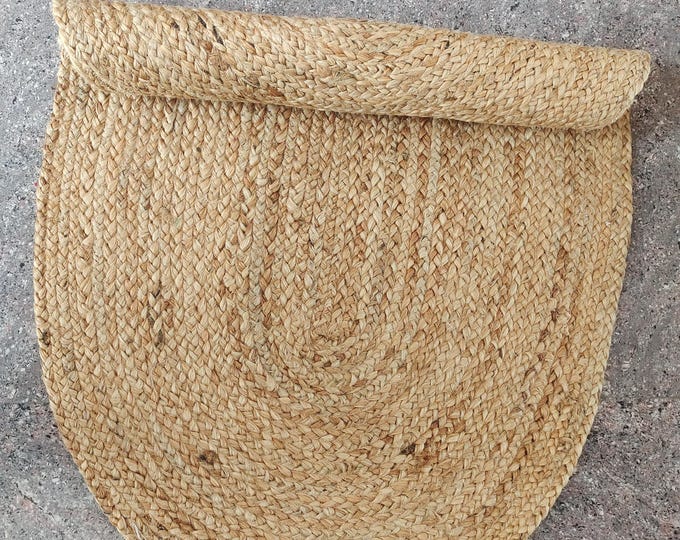 Natural Rug for Boho Home Decor  Natural Jute Rug Farmhouse Coastal Bohemian Style Eco Friendly Woven Mat Vintage Inspired Jute Rug Woven