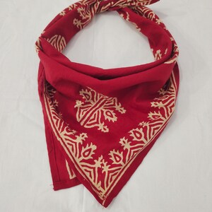 Paisley Cotton Bandana: Hand Block Printed Festival Scarf