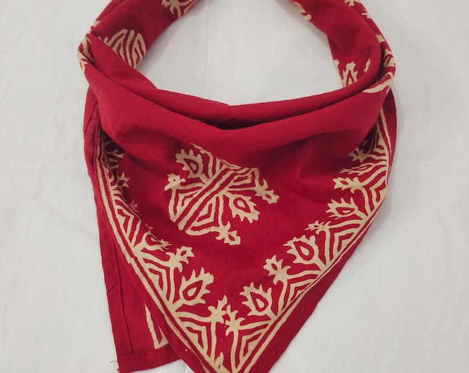 Paisley Cotton Bandana: Hand Block Printed Festival Head Scarf Bandana Head Wrap Face Cover Bandana