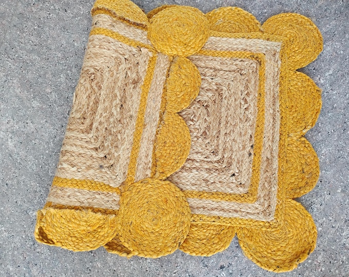 Braided Jute Rug For Entry Way Jute Carpet For Livingroom Door mate For Bed room Vintage For Entryway Indian Handmade Solid Natural Jute