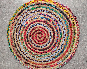 Handmade Braided Jute Rug: Rustic Boho Floor Mat