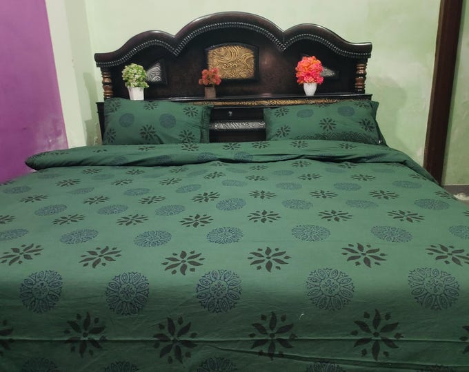 Indian Block Print Duvet Cover: Reversible Hand Block Cotton Doona with Pillowcase funda nordica