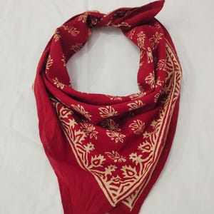 Paisley Cotton Bandana: Hand Block Printed Festival Scarf