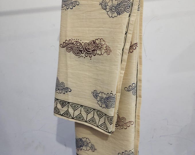 Hand Block Print Cotton Sarong for Women – Floral Beach Wrap, Summer Cover-Up, Resort & Pool Wear