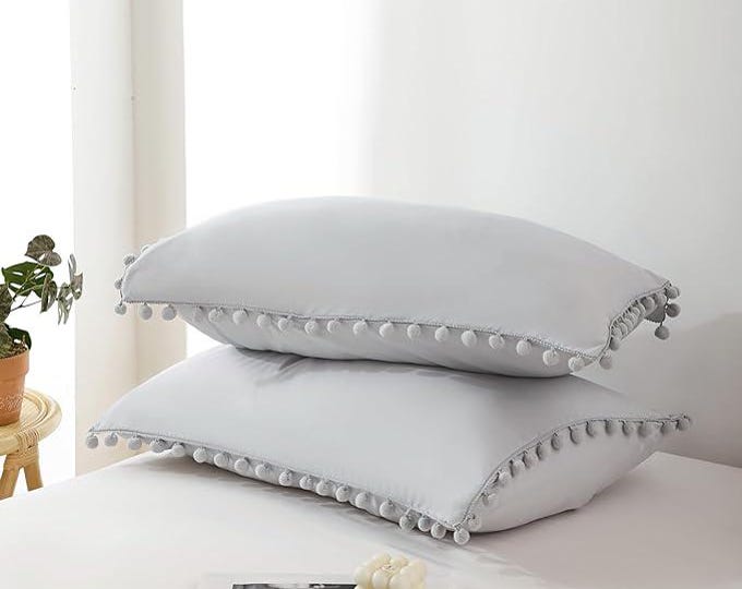 Pompom Cotton Bedding Sets With 2 Pillow Cover For Bedroom Boho Duvet Cover Sets Linen Quilt Cover With 2 Pillowcase Cotton Comforter Sets
