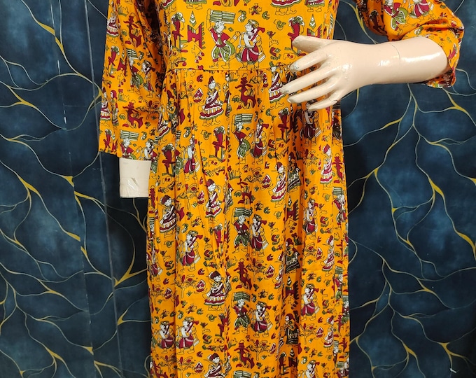 Jaipuri Print Maternity Nursing Gown, Pregnancy Dress for Woman, Zip for Baby Feeding Maternity Gown Church Nursing for Breastfeeding