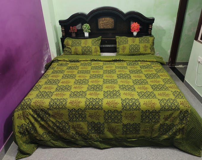 Indian Block Print Duvet Cover Sets Super King Size Hand Block Duvet Cover Set with 2 Pillowcases Bohemian Cotton Bedding Sets Queen Blanket