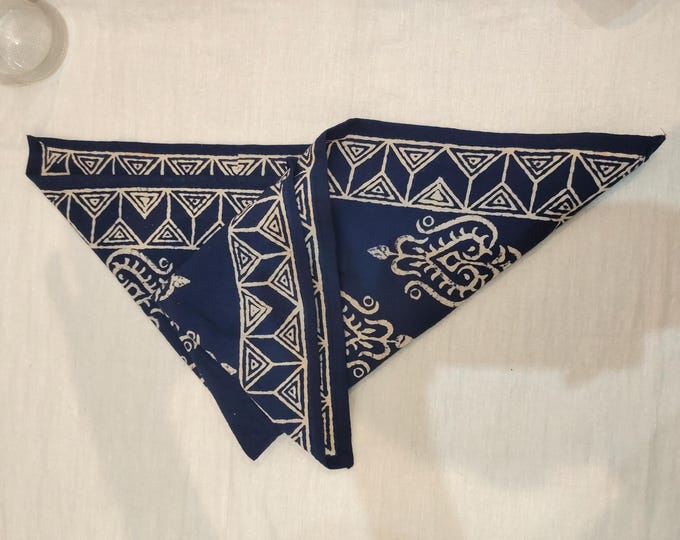 Hand-Block Printed Cotton Napkin – Navy Blue & Cream Ethnic Pattern, Reusable Cloth Table Decor, Boho Kitchen Line