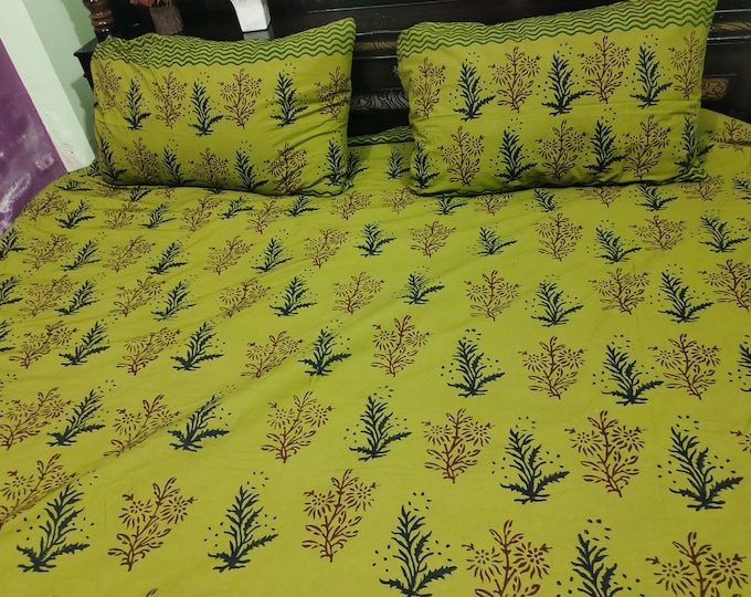 Indian Block Print 100% Cotton Queen Duvet Cover Set: Bohemian Bedding King Size Duvet Cover With Pillowcase