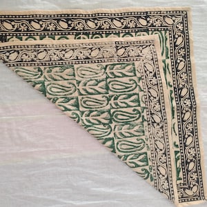Hand Block Printed Cotton Napkin: Cream & Navy Blue Ethnic Decor
