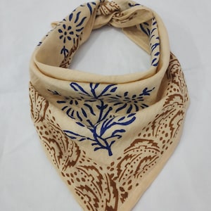 Paisley Cotton Bandana: Hand Block Print Festival Scarf