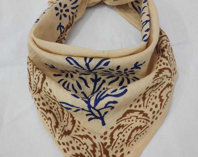 Paisley Cotton Bandana: Hand Block Print Festival Scarf