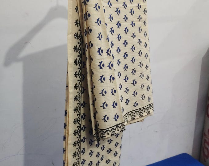 Hand Block Printed Cotton Sarong: Floral Beach Wrap Cover-Up