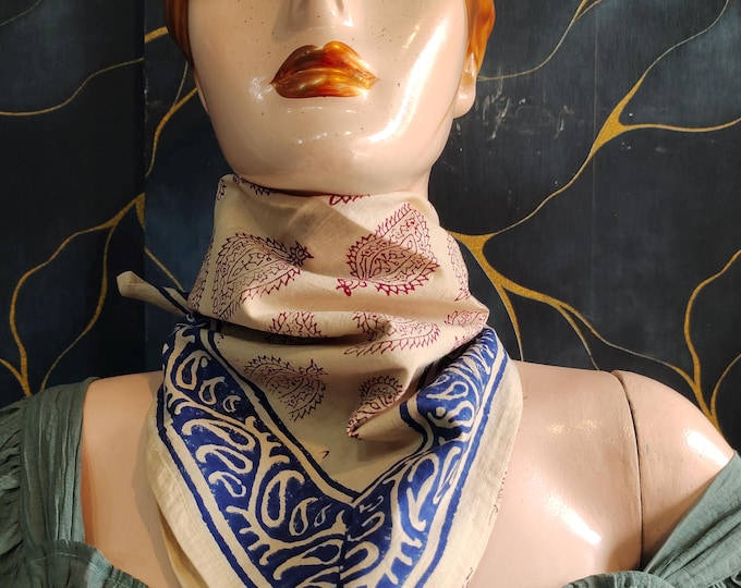 Hand Block Printed Organic Cotton Bandana Cotton Neck Scarf | Eco-Friendly Head Wrap Boho Neck Scarf | Unisex Gift Boho Bandana
