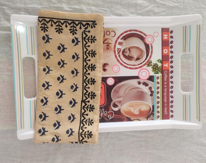 Boho Napkin Hand Block Printed Cotton Napkin Cream Cotton Napkin Ethnic Pattern Reusable Cloth Table Decor Bohemian Cloth Napkin For Kitchen