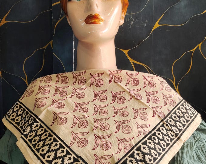 Boho Neck Scarf Cotton Neck Scarf Unisex Gift Hand Block Printed Organic Cotton Bandana |  Cotton Scarf Necklace | Eco-Friendly Head Wrap