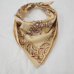 Paisley Cotton Bandana: Hand Block Print Festival Scarf