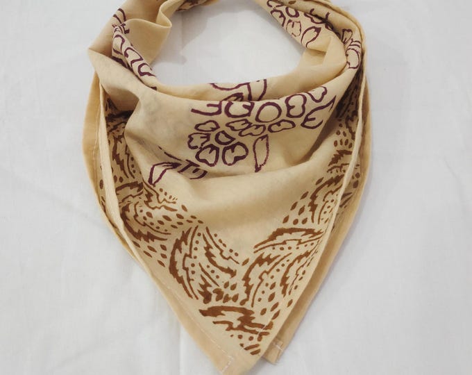 Paisley Cotton Bandana: Hand Block Print Festival Scarf