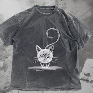 Abstract Cat Line Art Shirt , Minimalist Scribble Cat T-Shirt , Modern Sketch Animal Tee , Artsy Cat Lover Gift Digital PNG Instant Download