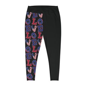 Patriotic Plus Size Leggings - Celebrate Love with Comfort, Stylish Workout Leggings, Holiday Activewear, Gift for Her, Fun Fitness Gear