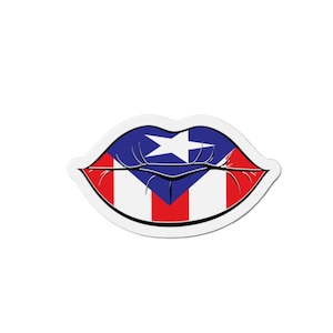 Puerto Rican Flag Lips Magnet, Hispanic Heritage Month Decoration, Die-Cut Fridge Magnet, Cultural Pride Gift, Car Magnet, Kitchen Decor