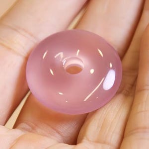 Hand Carved Donut Jadeite Pendant Peace Pink Jade Pendant Genuine Charms Natural Donut Pendants Lucky Grade A Jadeite Pendants Gift For Her