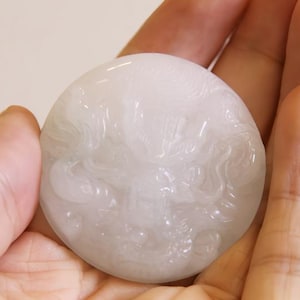 Natural Jadeite Dragon Pendant Hand-Carved Dragon Blessing Jewelry Gift for Protection & Peace Gift For her/him